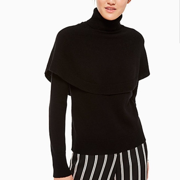 kate spade Sweaters - Kate Spade Madison Ave Wool Black Cape Turtleneck